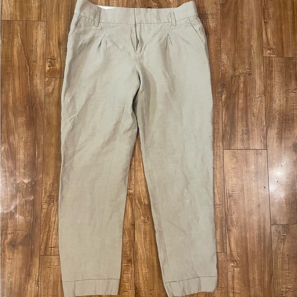 BANANA REPUBLIC Women’s Tan Silk Linen Cropped Ankle Pant Size 2 - Picture 1 of 13